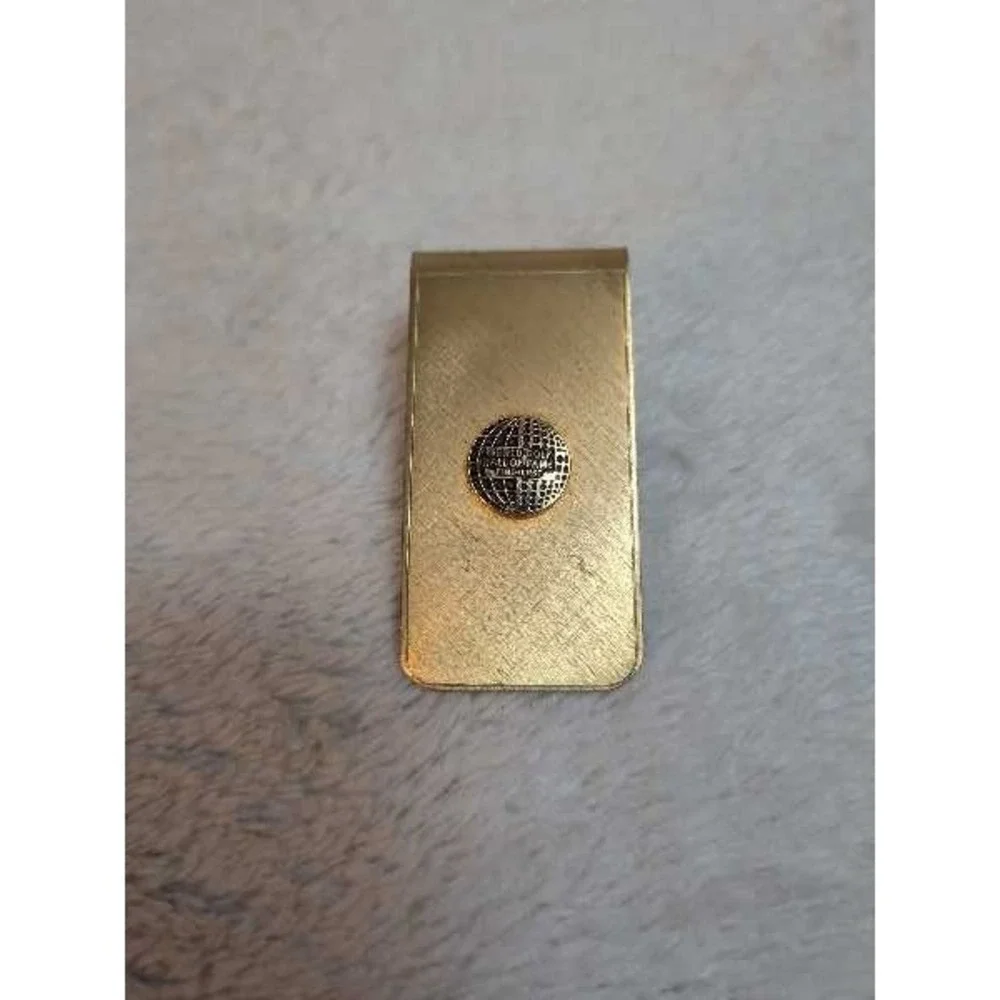 World Golf Hall of Fame Money Clip Pinehurst Brass Globe Vintage Accessory